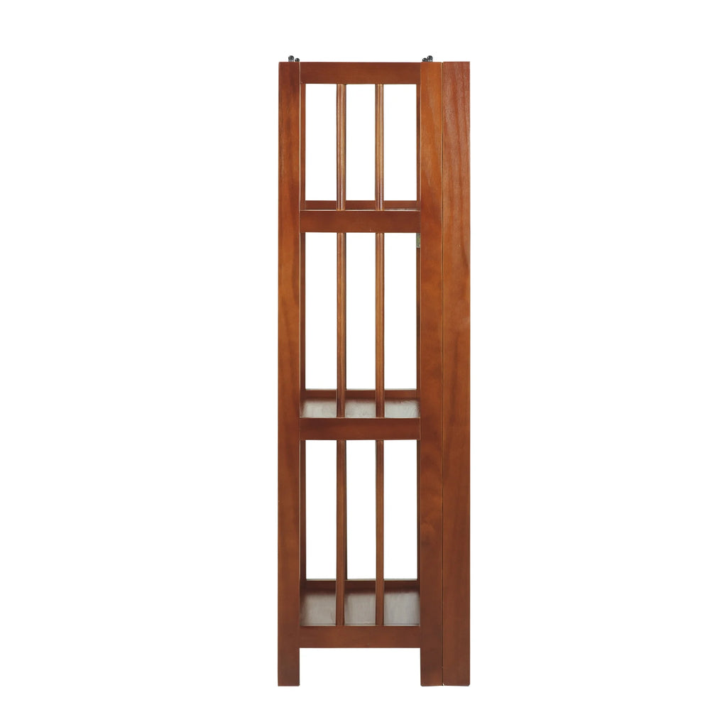 3 Shelf 14 Inch Folding Office Furniture Wood Bookcase, Mahogany