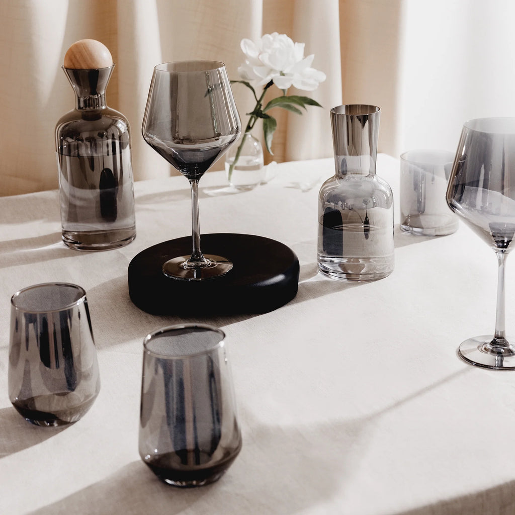 23 Fl Oz Smoke Iridescent Angled Wine Glasses, Set of 4