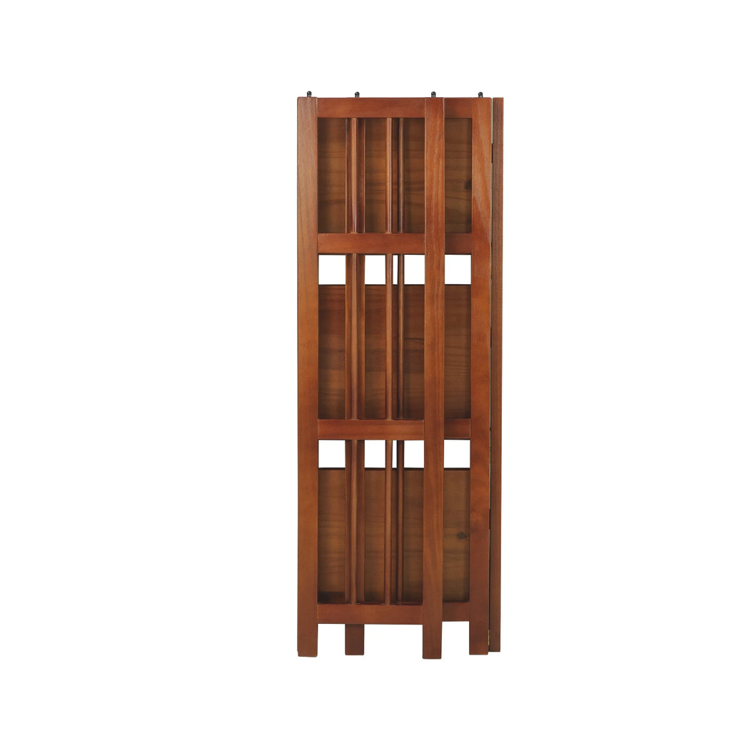 3 Shelf 14 Inch Folding Office Furniture Wood Bookcase, Mahogany